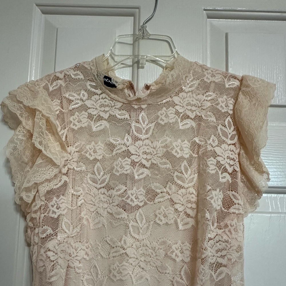 Bebe pink lace dress with slip…..
